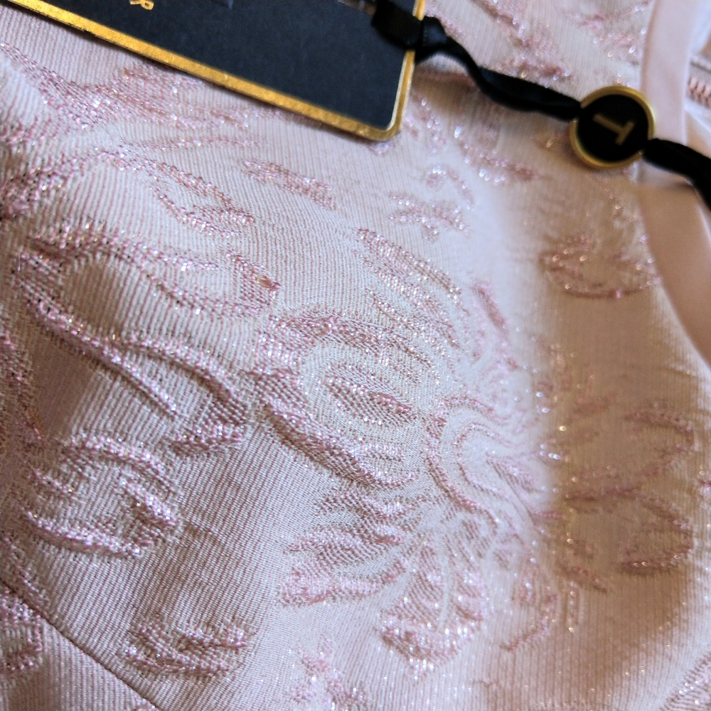 🍒NWT🍒 TED BAKER PINK METALLIC JACQUARD DR - Picture 7 of 11